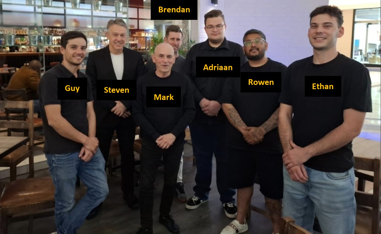 The Car Lover Club team, left to right: Guy, Steven, Mark, Brendan, Adriaan, Rowen, Ethan.
